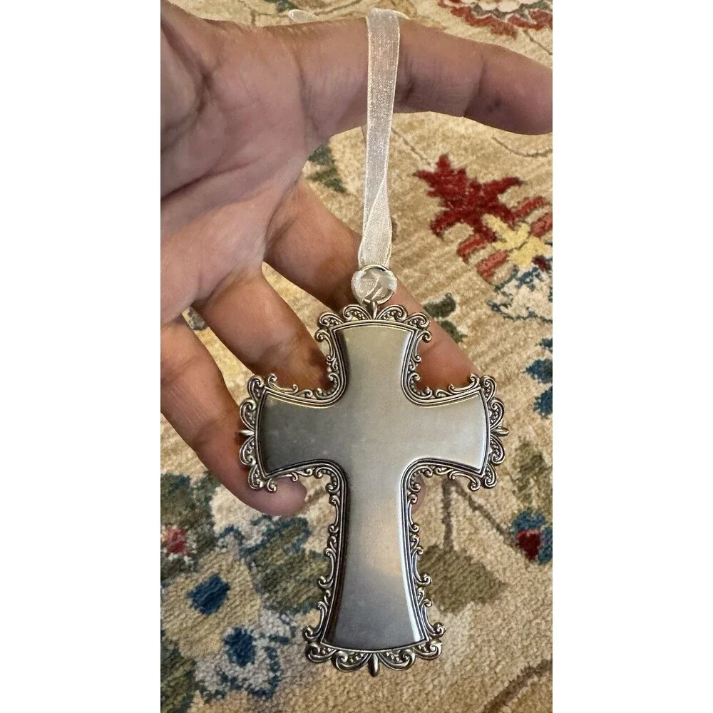 SPARKLE & SHINE CROSS ORNAMENT Ganz Prayers Go Up Blessings Come Down Religious